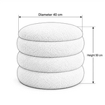 Flukinora Cream Pouf With Storage dimension guide showing 40 cm deep and 50 cm high for living room layout planning.