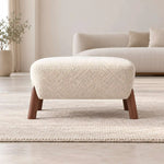 Close-up of Wulfota Beige Rectangular Pouf, highlighting rectangular padded top for a closer look at the product design.