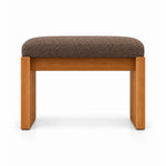 Addelino Wooden Frame Pedicure Footrest displays a mocha taupe fabric finish, a warm wood base and panel-style wooden legs.
