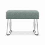 Anoltina Pedicure Footrest combines sage mist green fabric padding with an unobstructed underside and polished metal legs.