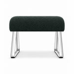Anoltina Pedicure Footrest upholstered in dark green fabric, with angled sled-style supports and polished metal legs.