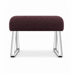 Anoltina Pedicure Footrest has a deep plum brown fabric cushion over an unobstructed underside, with polished metal legs.