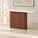 Concolira Marble Console Table product photo showing veined top and fluted pedestal base in a clean studio setting.