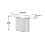 Concolira Marble Console Table size guide lists 120 cm long, 35 cm wide, and 80 cm high to help plan fit in the entryway.