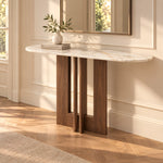 Close-up of Elsigmita Marble Console Table, highlighting marble Top with Engineered Wood for a modern entryway interior.