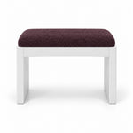 Harteslo Pedicure Footrest, its deep plum brown fabric top set above straight white end supports with a white panel base.