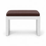 Brown leather cushioning on the Harteslo Pedicure Footrest, with a white panel base plus straight white end supports.