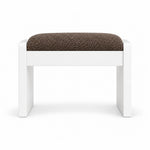 Mocha taupe fabric cushioning on the Selandiso Pedicure Footrest, with slab-style white legs plus a broad white apron.