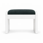 Selandiso Pedicure Footrest with a dark green fabric top, a broad white apron and a white panel frame on a white backdrop.
