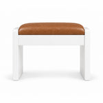 Selandiso Pedicure Footrest showing a tan brown leather cushion and a white panel frame against a white background.