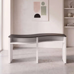 Silomy Black & White Curved Manicure Table featuring curved worktop and open storage shelf in a clear product photograph.