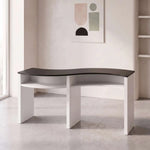 Close-up of Silomy Black & White Curved Manicure Table, highlighting curved worktop to show the product's overall form.