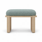 Sage mist green fabric cushioning on the Vendisora Pedicure Footrest, with a light wood base plus layered wooden supports.