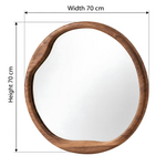 Willow Organic Shape Wall Mirror dimension guide showing 70 cm wide and 70 cm high for home interior layout planning.
