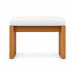 Addelino Wooden Frame Pedicure Footrest, with a broad wooden apron and an ivory padded cushion against a white backdrop.