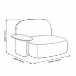Aerovy Accent Chair dimension guide showing 100 cm wide, 95 cm long, and 75 cm high for living room layout planning.