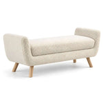 Alternate view of Albito Cream Bouclé Upholstered Bench, showing textured bouclé upholstery in a balanced home interior.