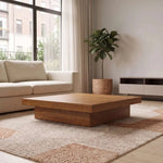 Alternate product view of Allurina Modern Wooden Coffee Table, featuring spacious square tabletop and low-profile design.