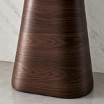 Alosira Wooden Console Table product view showing rounded tabletop and pedestal base to show the product's overall form.