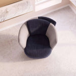 Alternate angle of Antalio Navy Blue & Cream Modern Pedicure Chair, showing cushioned armrests for a modern salon interior.