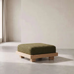 Aylo Olive Green Ottoman product photo showing plush cushioning in a clean studio setting for everyday interior styling.
