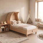 Alternate angle of Boatiana Kids Single Bed, showing rounded edges in a clean, contemporary children's bedroom setting.