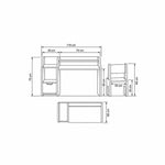 Boorlona White Kids Study Desk with Chair outline with labelled measurements of 110 cm wide, 65 cm deep and 75 cm high.