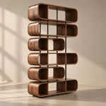 Boxilona Wooden Bookshelf & Open Display Storage product photo showing rounded open compartments in a clean studio setting.