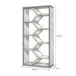 Buzzlari Wooden Bookshelf dimension guide showing 90 cm wide, 35 cm deep, and 200 cm high for home office layout planning.