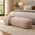 Carzola Pink Upholstered Bench featuring plush cushioning in a clear product photograph for a modern entryway interior.