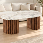 Cavifluta Marble Coffee Table product photo showing oval top in a clean studio setting for a modern living room interior.
