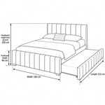 Chikilora Dark Grey Kids Trundle Bed dimension guide with vertical padded channels and labels of 210 × 190 × 100 cm.