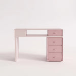 Clainova Premium Manicure Table product view showing spacious work surface, open storage shelf, and 4-drawer storage unit.
