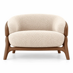 Alternate view of Colmanso Beige Accent Chair with Wooden Frame, showing deep cushioned seat in a balanced home interior.