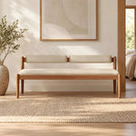 Costyli Grey Upholstered Bench product photo showing padded seat and twin cushioned backrests in a clean studio setting.