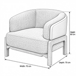 Covondra Grey Accent Chair with Wooden Frame size guide lists 70 W x 70 D x 80 H cm to help plan fit in the living room.