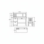 Craftylona Lavender Kids Study Desk with Chair drawing with three storage drawers, labelled 110 cm wide and 110 cm high.