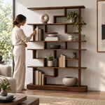 Detail photo of Culnivora Wooden Bookshelf & Open Display Storage, showing multi-level open shelves in a modern home setting.
