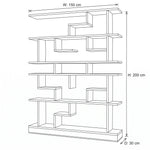 Culnivora Wooden Bookshelf & Open measurement diagram showing overall size and proportions for home office layout planning.