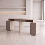 Daria Beige Manicure Table with Storage product view showing spacious worktop, dual storage units, and multiple drawers.