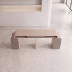 Close-up of Daria Beige Manicure Table with Storage, highlighting spacious worktop in a clean, contemporary salon setting.