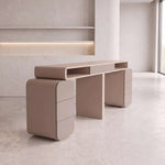 Additional view of Daria Beige Manicure Table with Storage, showing dual storage units for room layout and styling ideas.