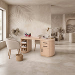 Further product view of Elanoro Premium Curved Manicure Table, featuring rounded edges for room layout and styling ideas.