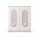 Elegitora Lavender 4 Door Wardrobe shown with circular door pulls, rounded arch details and white and lavender panels.