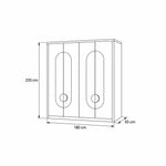 Elegitora Lavender 4 Door Wardrobe dimension guide with rounded arch details and labels of 180 cm wide and 220 cm high.
