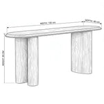 Ellirovy Wooden Console Table size guide lists 150 cm wide, 40 cm deep, and 85 cm high to help plan fit in the entryway.