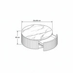 Fidorina Round Marble Coffee Table with Storage dimension guide showing 80 D x 40 H cm for living room layout planning.