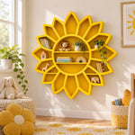 Girasole Sunflower Kids Bookcase product view showing sunflower-inspired design for a closer look at the product design.