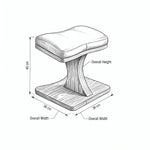 Hangari Tan Brown Pedicure Footrest diagram showing a contoured padded top, with 36 cm wide, 36 cm deep and 40 cm high.