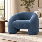Hankeyo Blue Upholstered Accent Chair product view showing rounded sculptural silhouette for a modern living room interior.